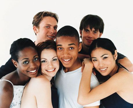 Multi-race group of teenagers