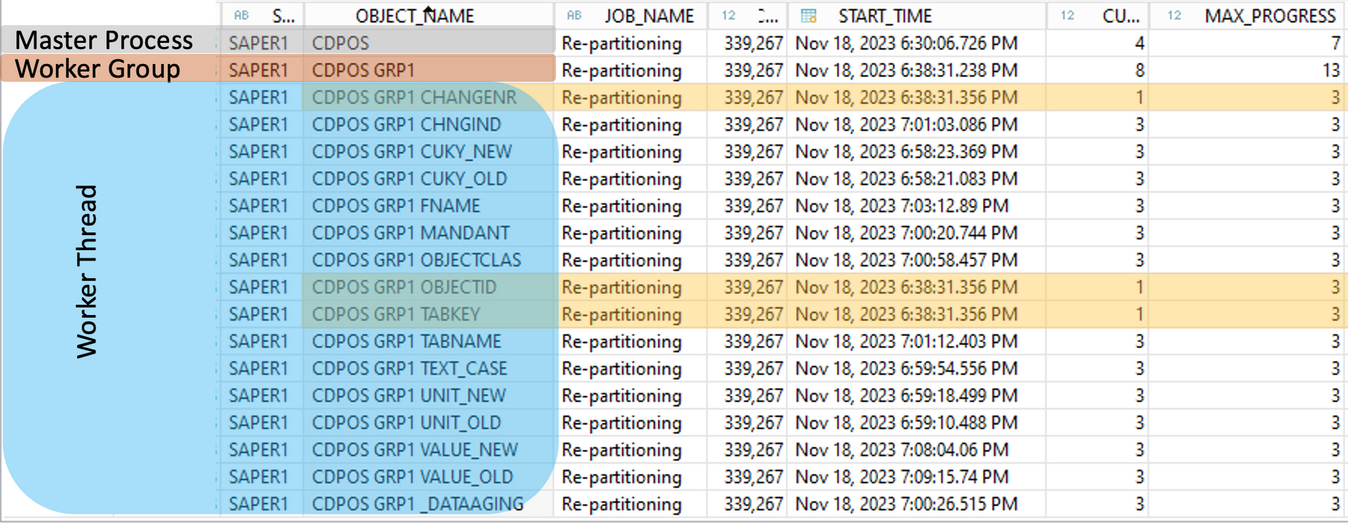 SAP HANA Partitioning process