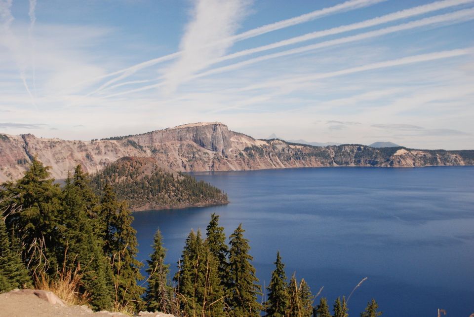 Lake and Wizard Island from Rim Village Trail