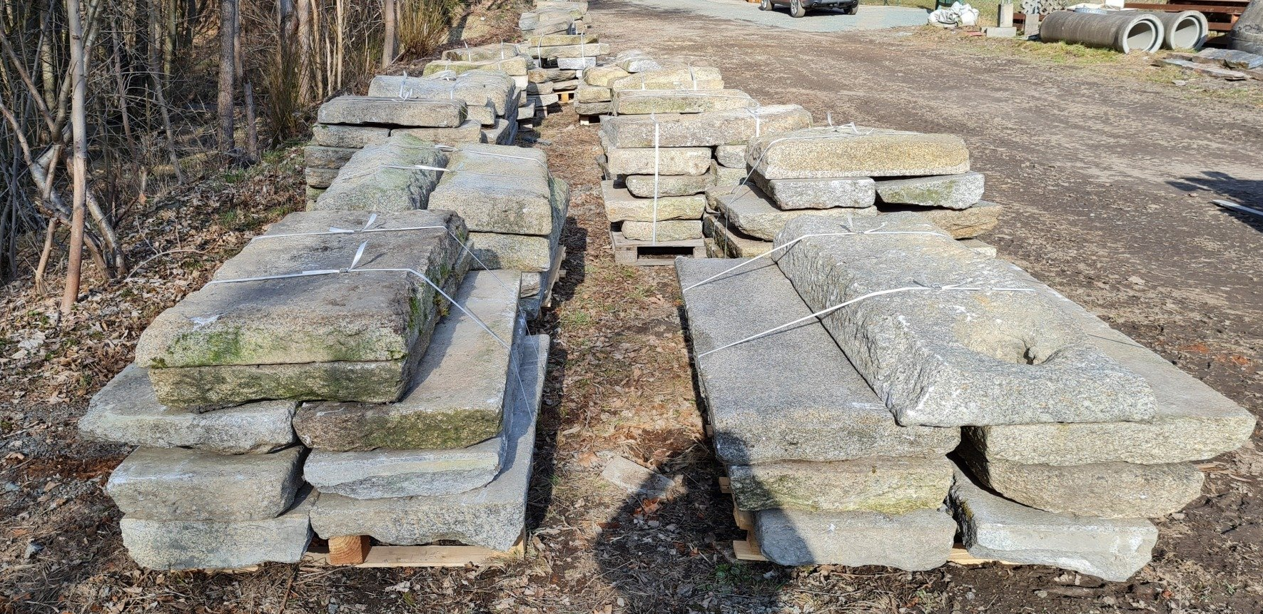 Granit Krustenplatten grau-gelb gebraucht palettiert