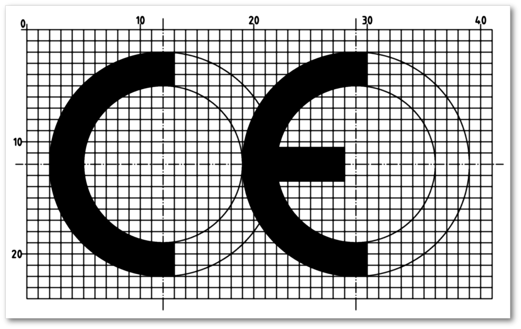 Grafische Darstellung des CE-Kennzeichens, wie es von der MDR vorgegeben wird.