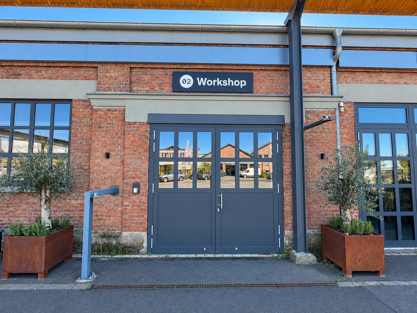 Gebäude 2 auf dem Areal Böhler in Düsseldorf, in dem die Rückenschulkurse für Firmenfitness stattfinden.