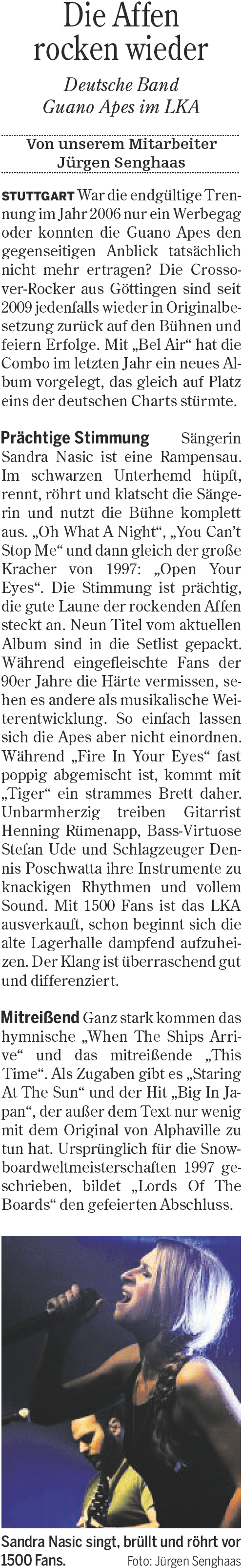 Guano Apes, Text und Bild: Juergen Senghaas