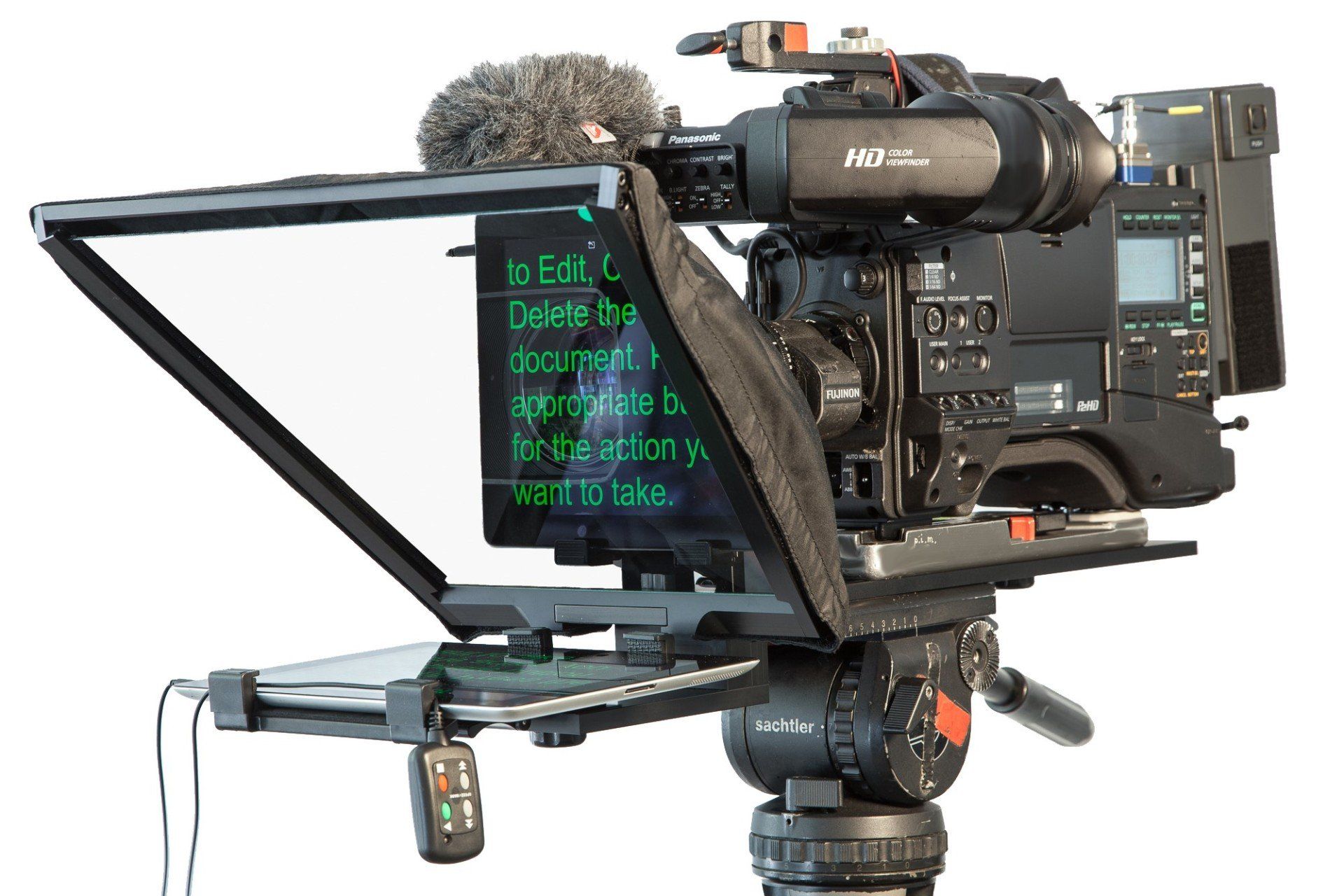 PIM Telepromter mit der Panasonic HPX-600 und Sachtler 18P Stativ