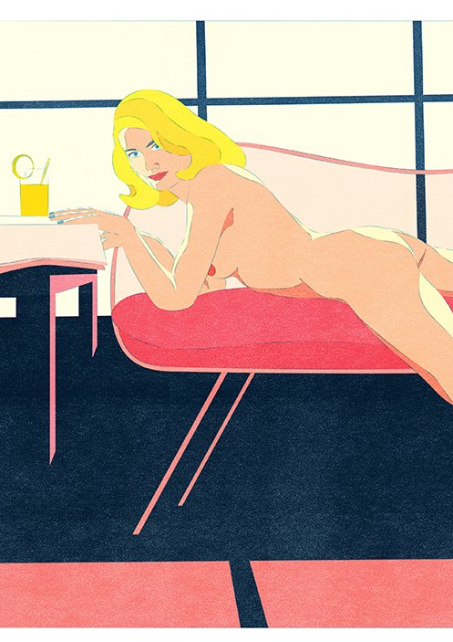 vintage 60s Playboy centerfold illustration poster print Alhstrand by Haus der Riso