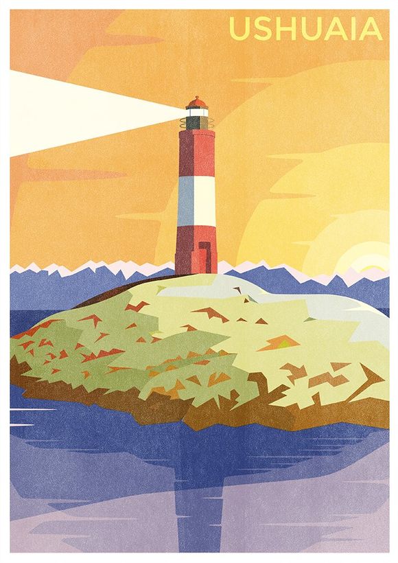 Ushuaia lighthouse island illustration by Haus der Riso