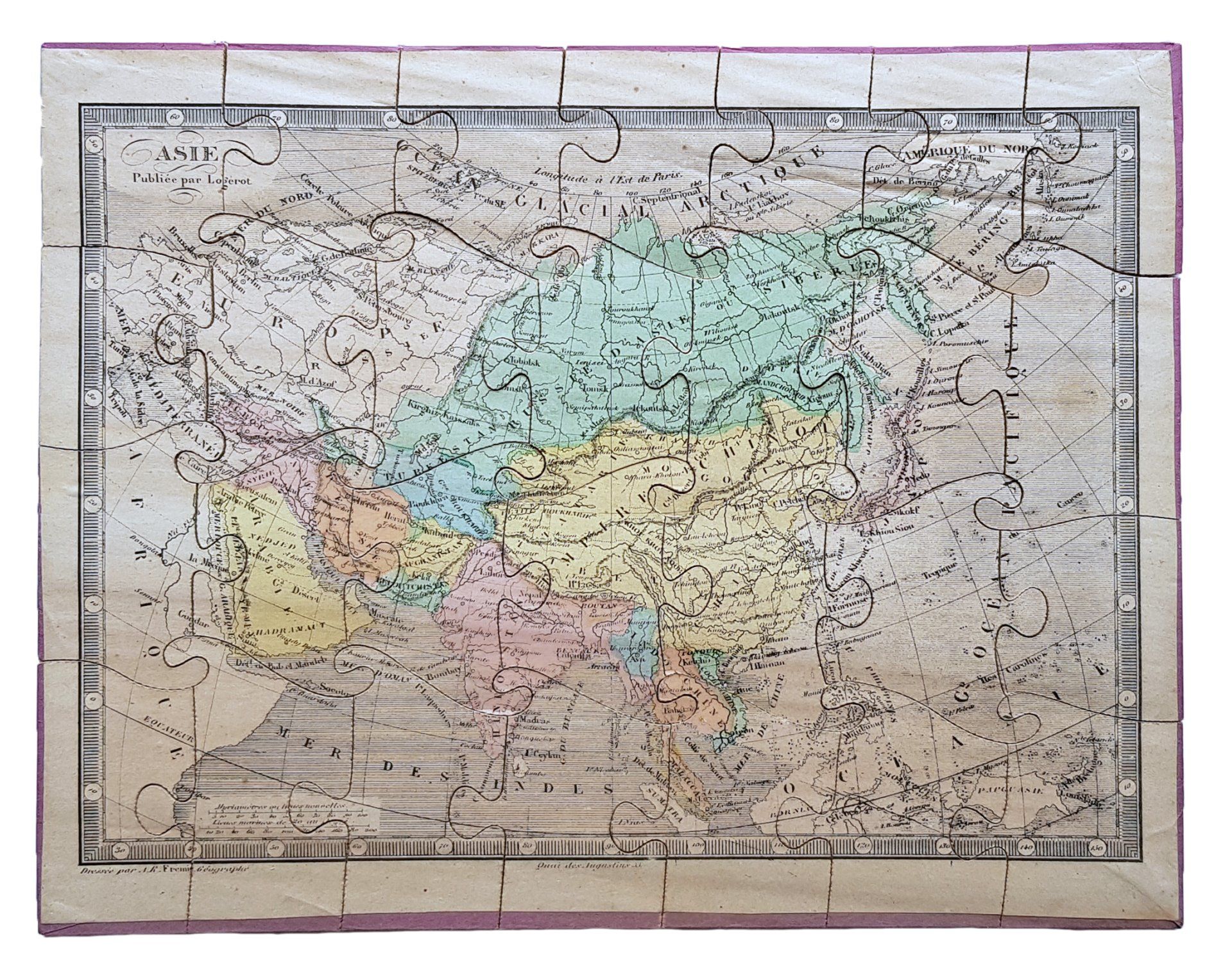 7 Puzzles Géographiques Anciens Atlas Logerot - Cartes Frémin - Circa 1850