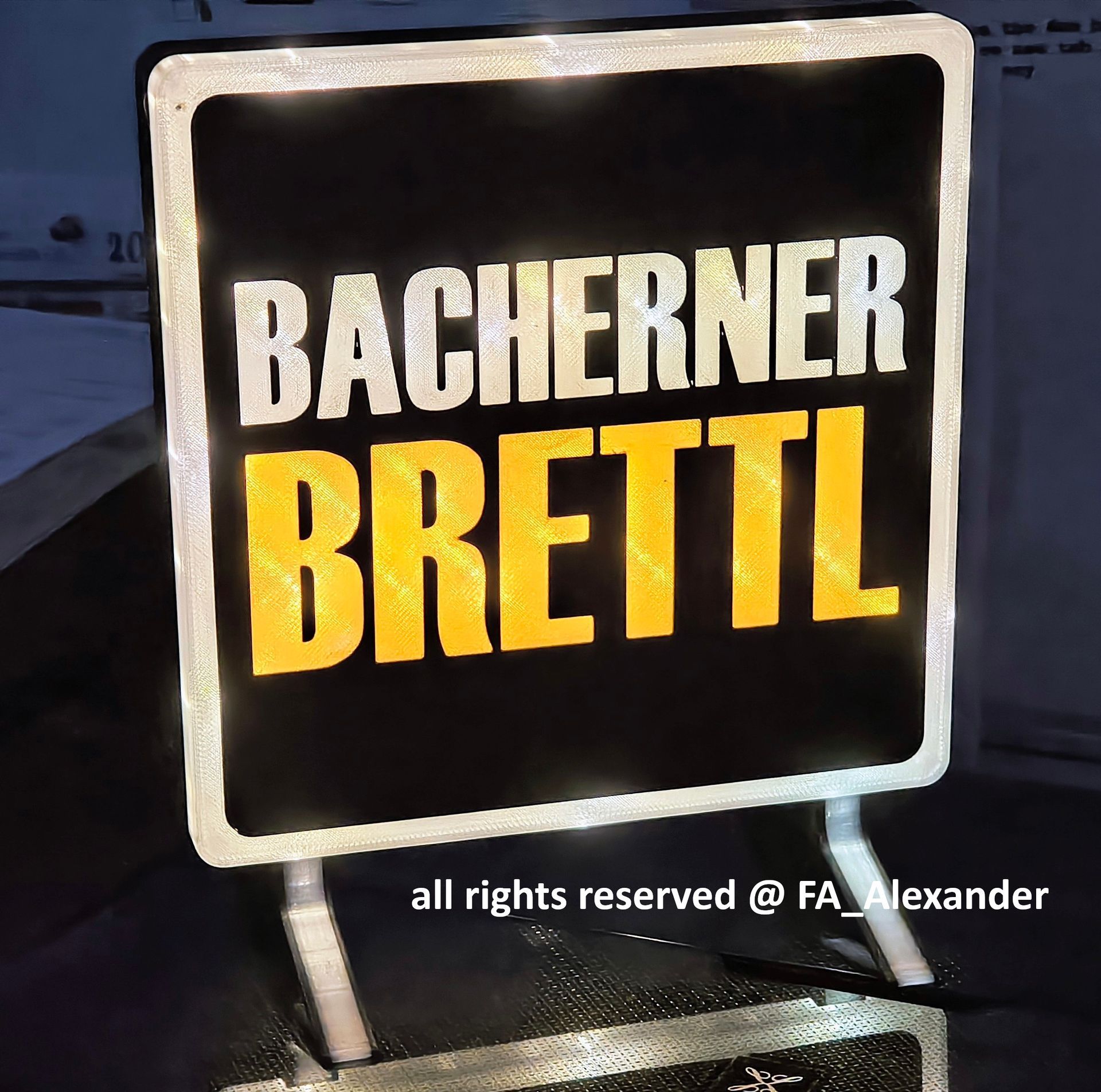 Bacherner Brettl, Bühnen Reklame, beleuchtet, af-manufakt, Logo Beleuchtet