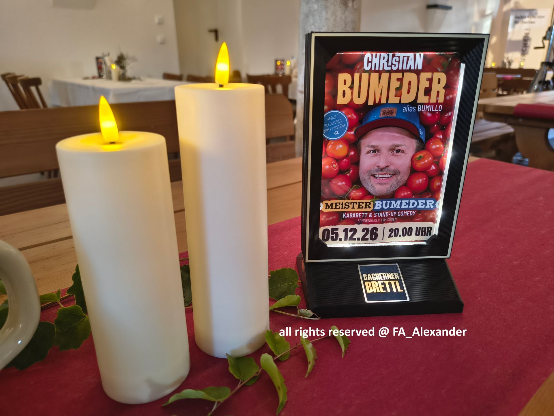 Bacherner Brettl, Tischaufsteller, af-manufakt, beleuchtet