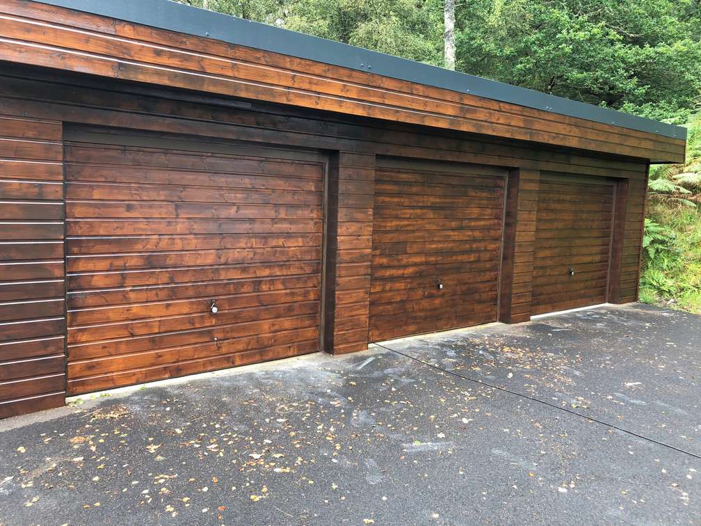 Roller garage door wooden finish