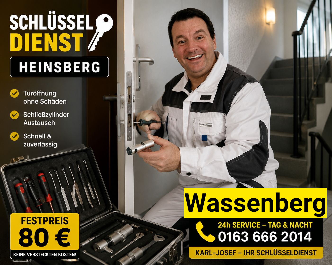 Schlüsseldienst Notdienst Wassenberg - 80 Euro Endpreis - Tür Öffnen Tag & Nacht