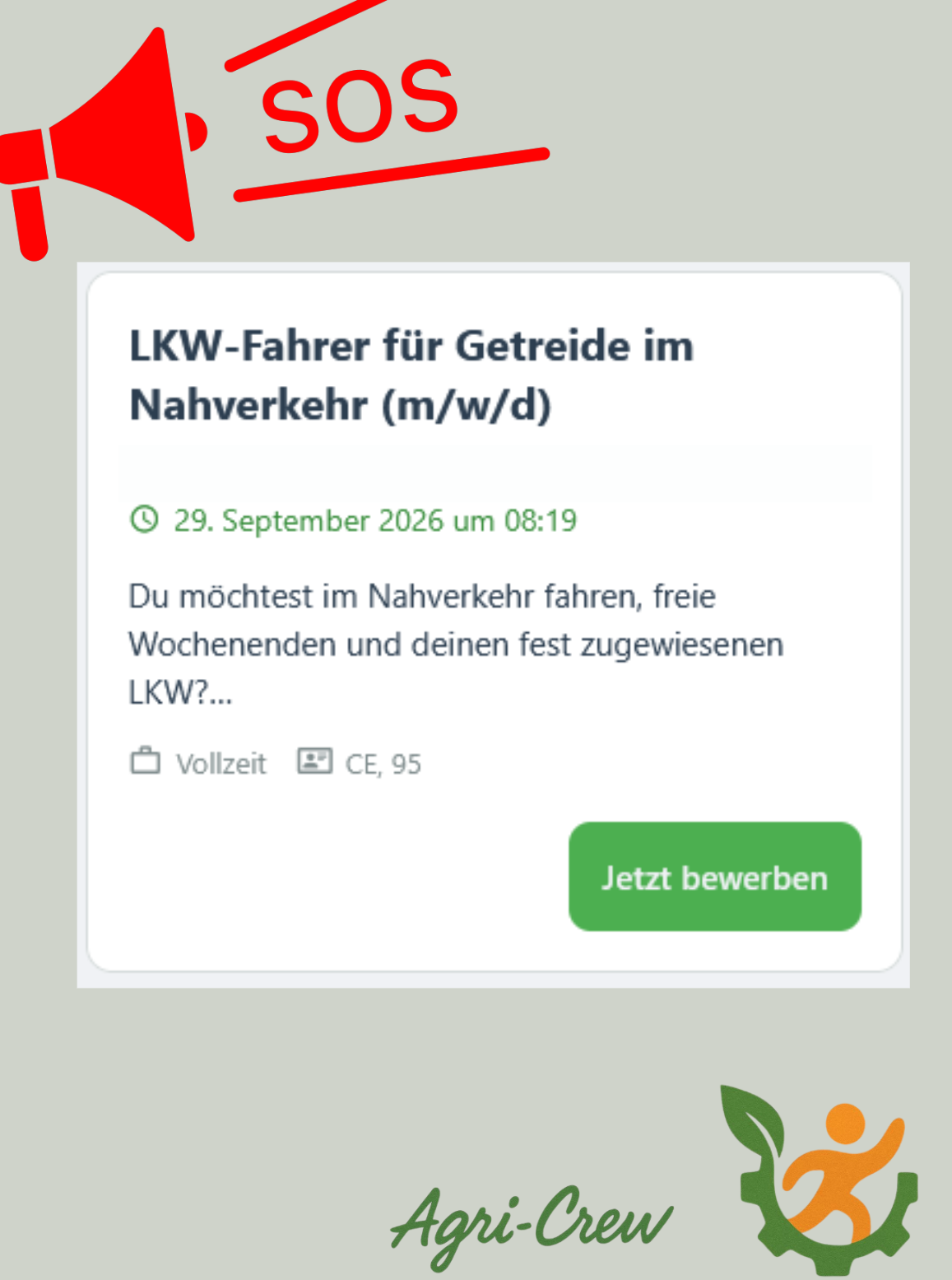 Berufskraftfahrer / LKW Fahrer im Nahverkehr gesucht (m/w/d) bei Agri-Crew