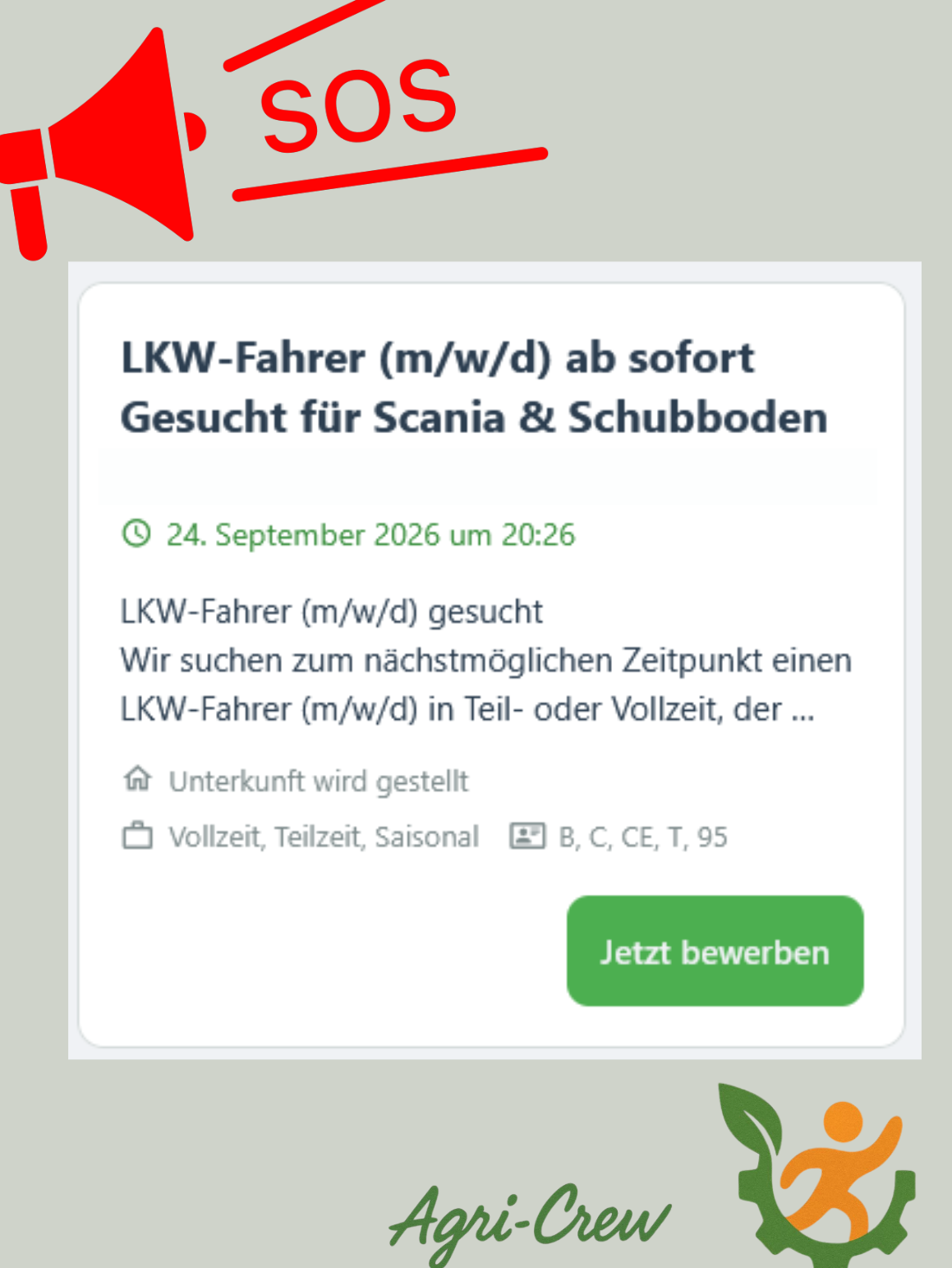Berufskraftfahrer im Nahverkehr gesucht (m/w/d) bei Agri-Crew