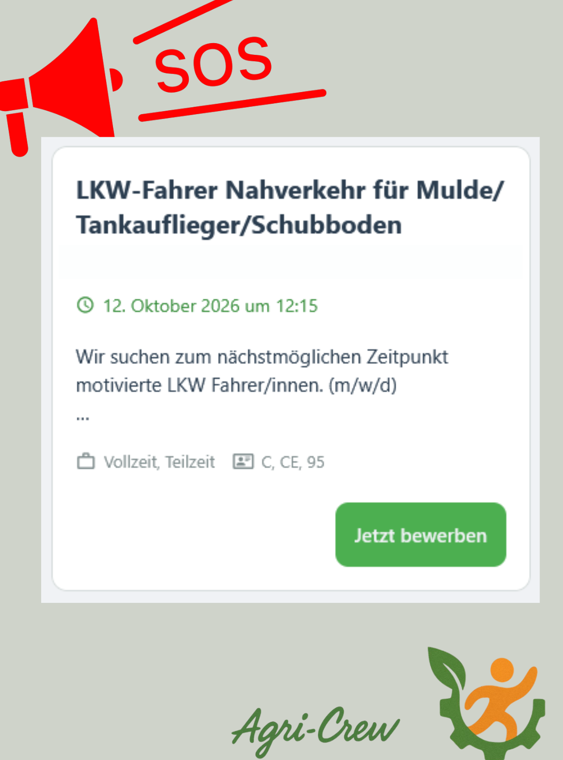 Berufskraftfahrer / LKW Fahrer im Nahverkehr gesucht (m/w/d) bei Agri-Crew