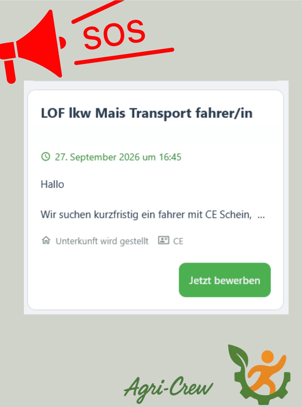 erfahrene LKW Fahrer gesucht Nah und Fernverkehr bei Agri-Crew