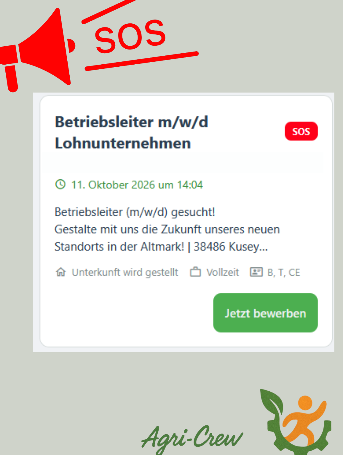 Betriebsleiter für Landwirtschaftsbetrieb gesucht bei Agri-Crew