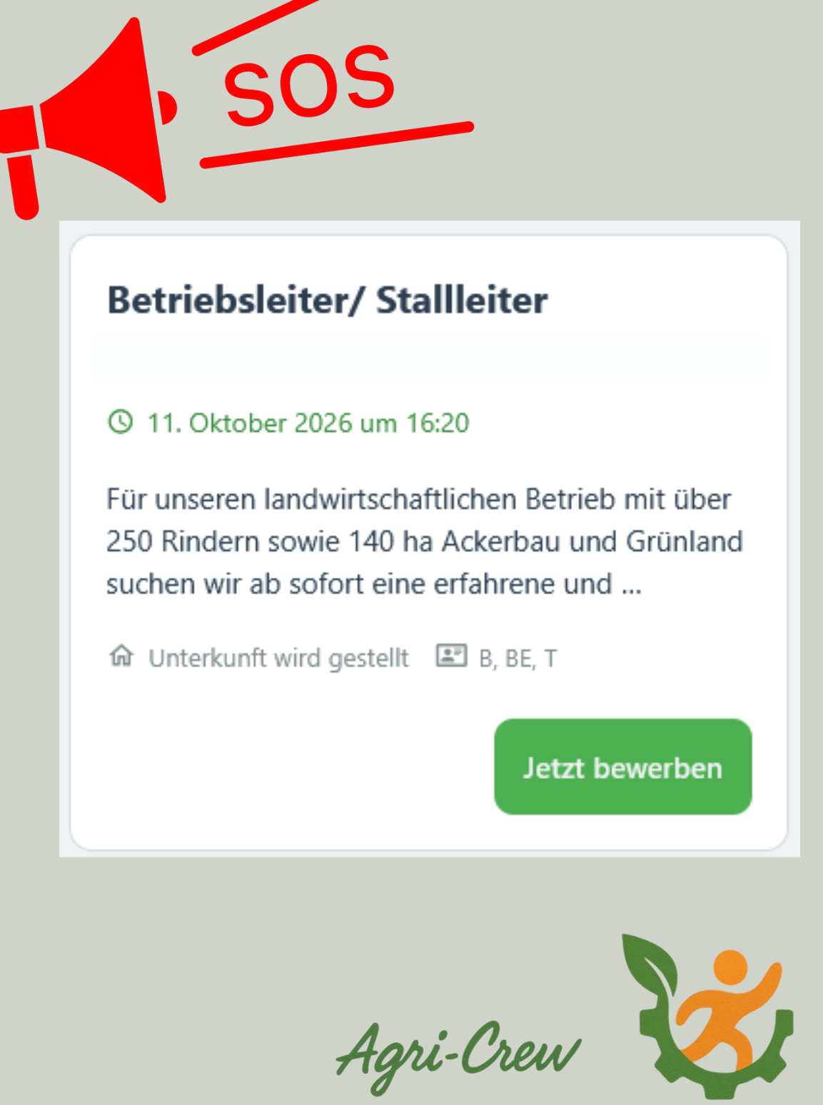 Betriebsleiter in der landwirtschaft gesucht bei Agri-Crew