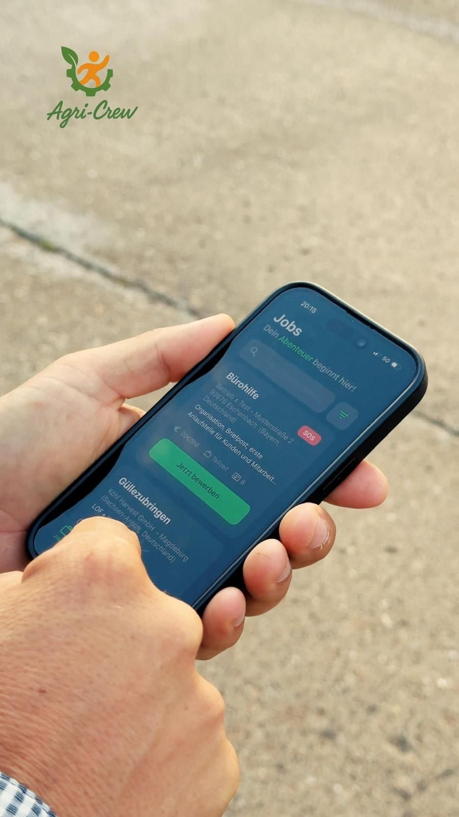 Bürojobs in der Landwirtschaft findest du auf deinem Handy. Agri-Crew für Bürojobs