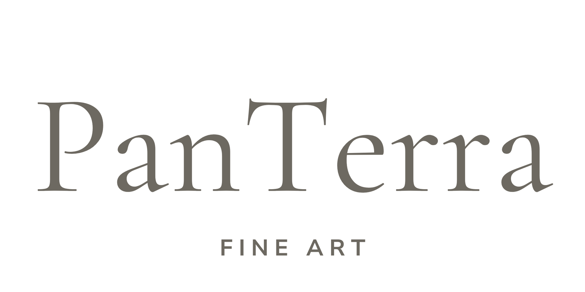 PanTerra Fine Art-Logo in grauer Serifenschrift auf weißem Hintergrund
