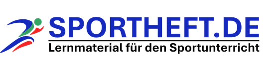 SPORTHET.DE-Logo (stilisierter Läufer). SPORTHEFT.DE in Großbuchtsaben und dunkelblau. Darunter der Subtext 