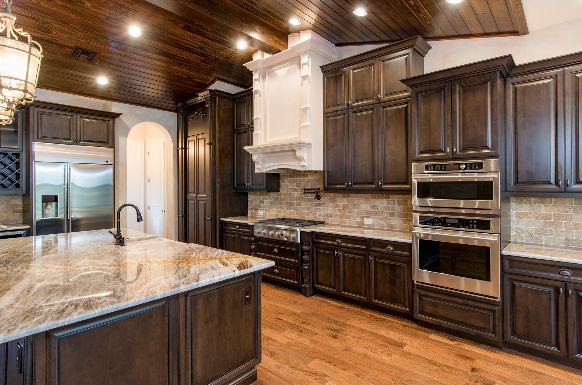 Custom Wood and Marble Kitchen