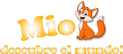 Un zorro de dibujos animados está sentado junto al texto dorado