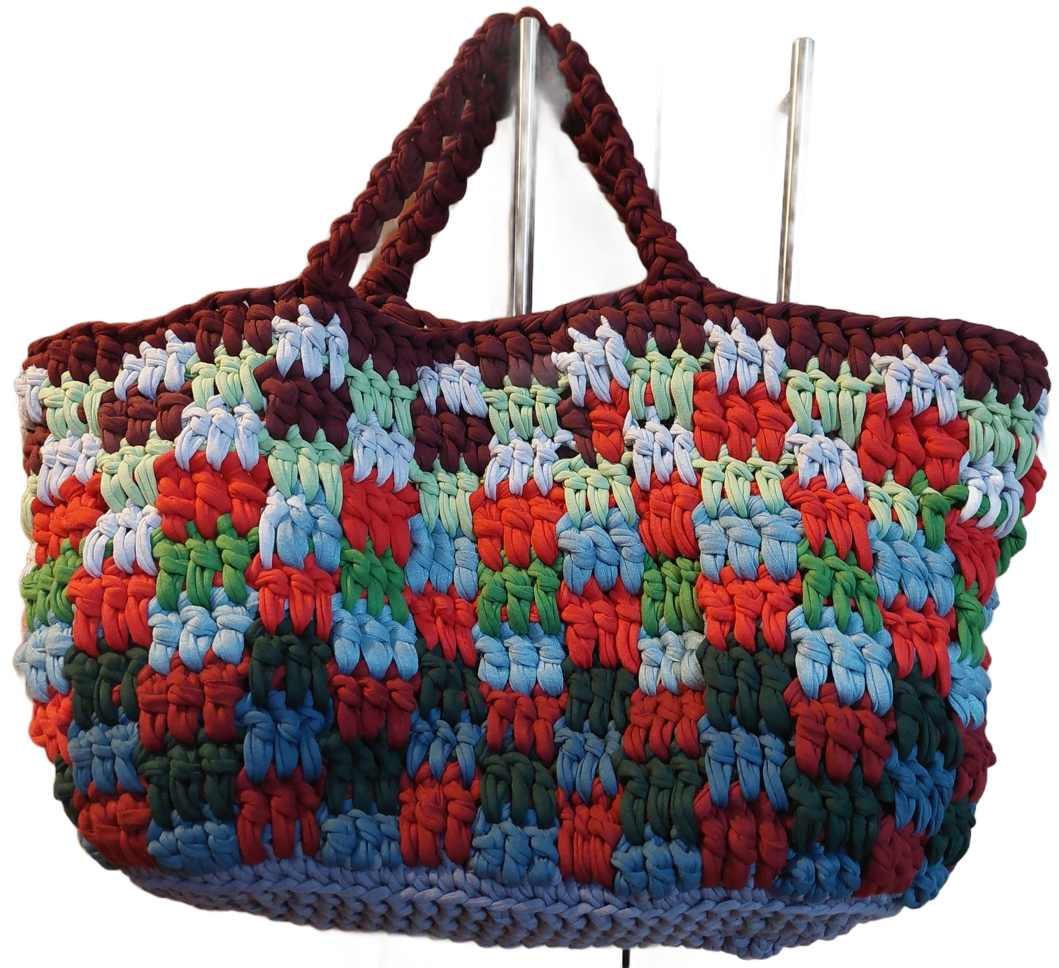 Shopper, gehäkelt aus Textilgarn