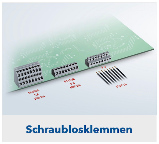 PCB- Schraublosklemmen mit und ohne Drahtschutz.