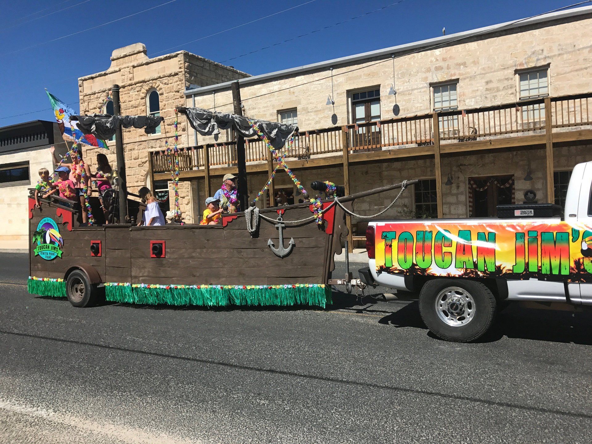 colorful parade float on the main street