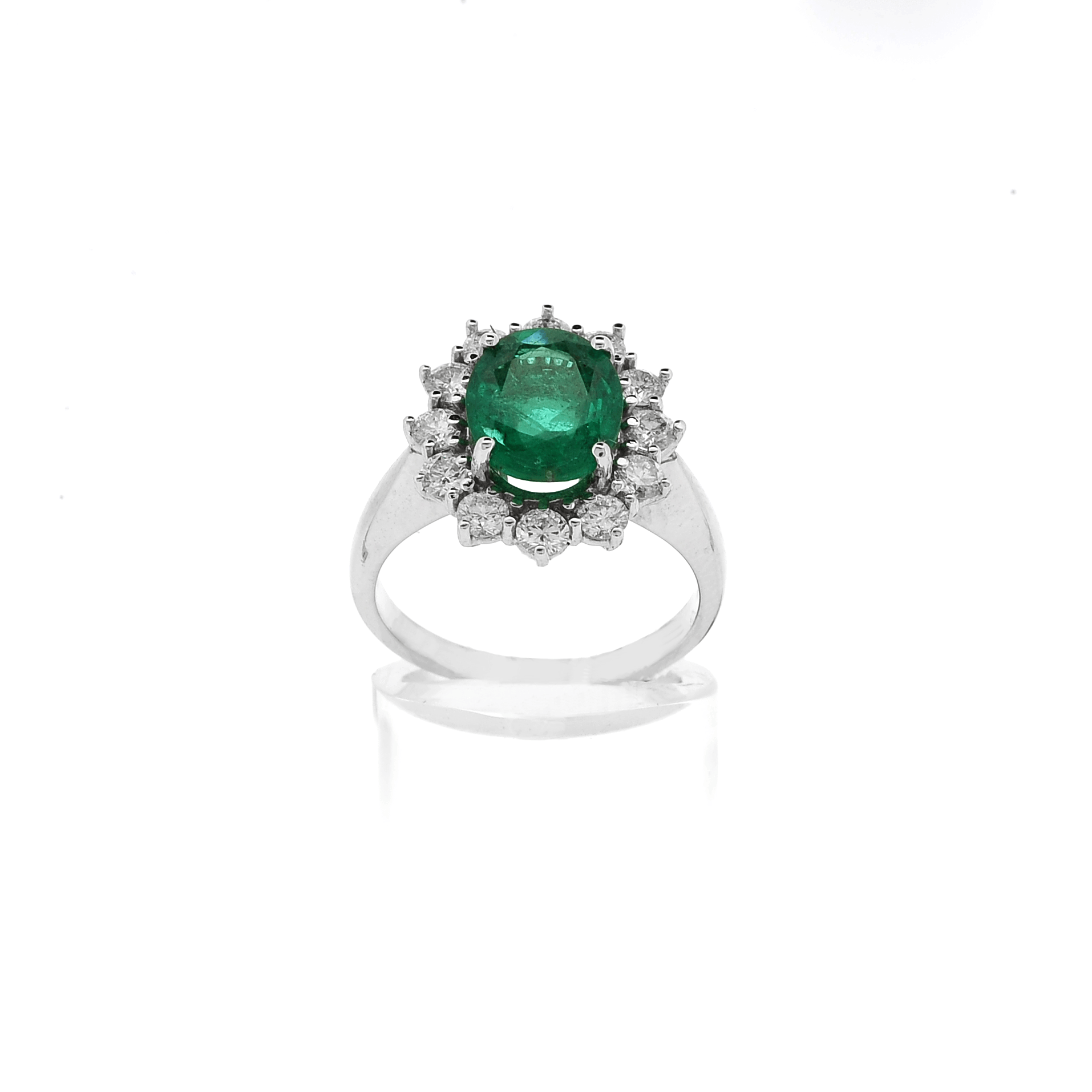 Anello in Oro 18 kt con Diamanti e Smeraldo