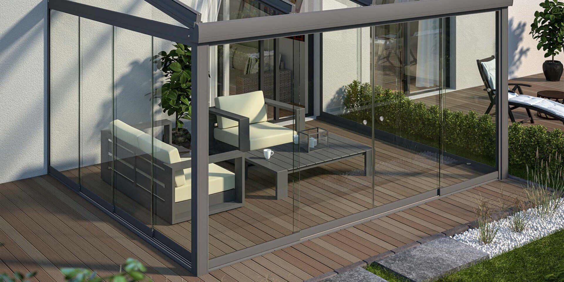 Glasschiebewand Terrasse DK Terrassendach Königs Wusterhausen