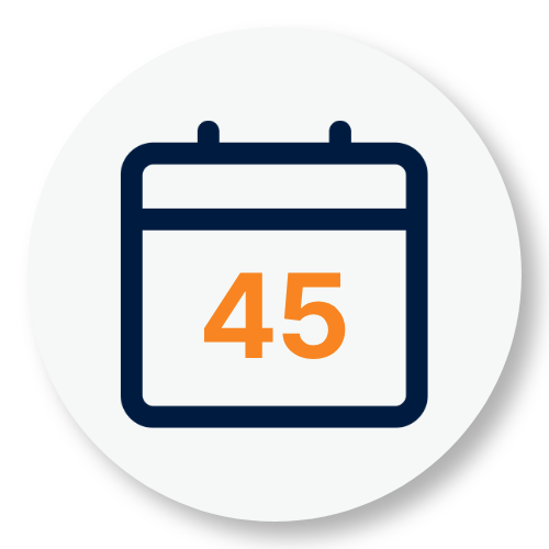 Kalender mit 45-Tage-Zeitraum für die Verlängerung des Medicals Klasse 1