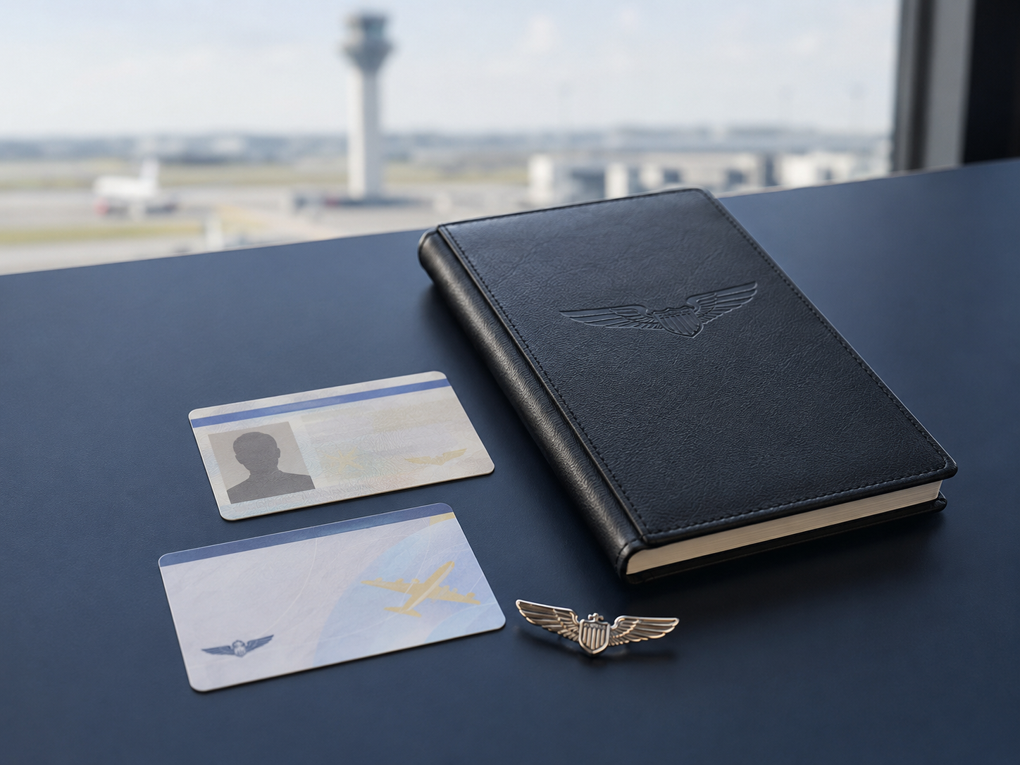 Lichtbildausweis, Pilotenlizenz und Flugbuch für das Medical Cabin Crew