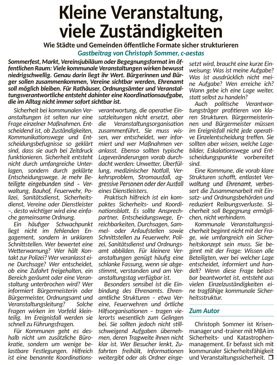 Fachbeitrag zur kommunalen Veranstaltungssicherheit