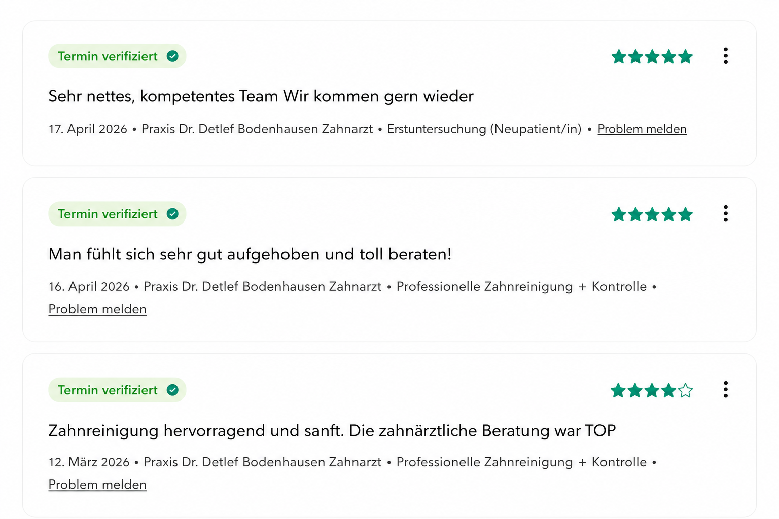 Jameda Bewertungen für Zahnarzt Dr. Bodenhausen in Leichlingen
