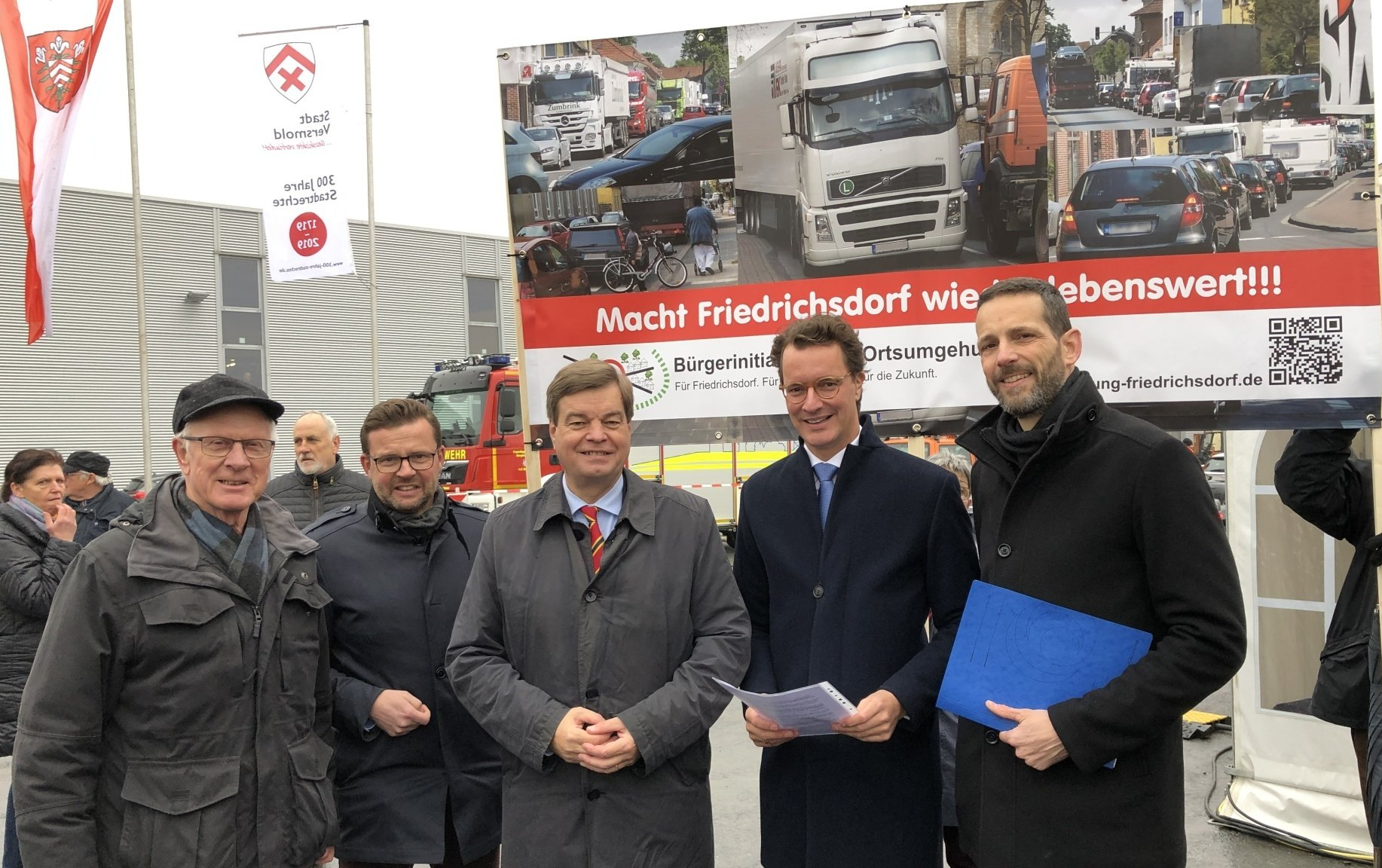 Treffen der Bürgerinitiative PRO Ortsumgehung Friedrichsdorf mit Verkehrsminister Wüst anlässlich des Lückenschlusses der A33 in Borgholzhausen