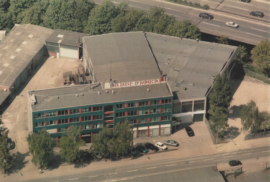 Glas-Funck Betrieb Köln Poll Luftaufnahme