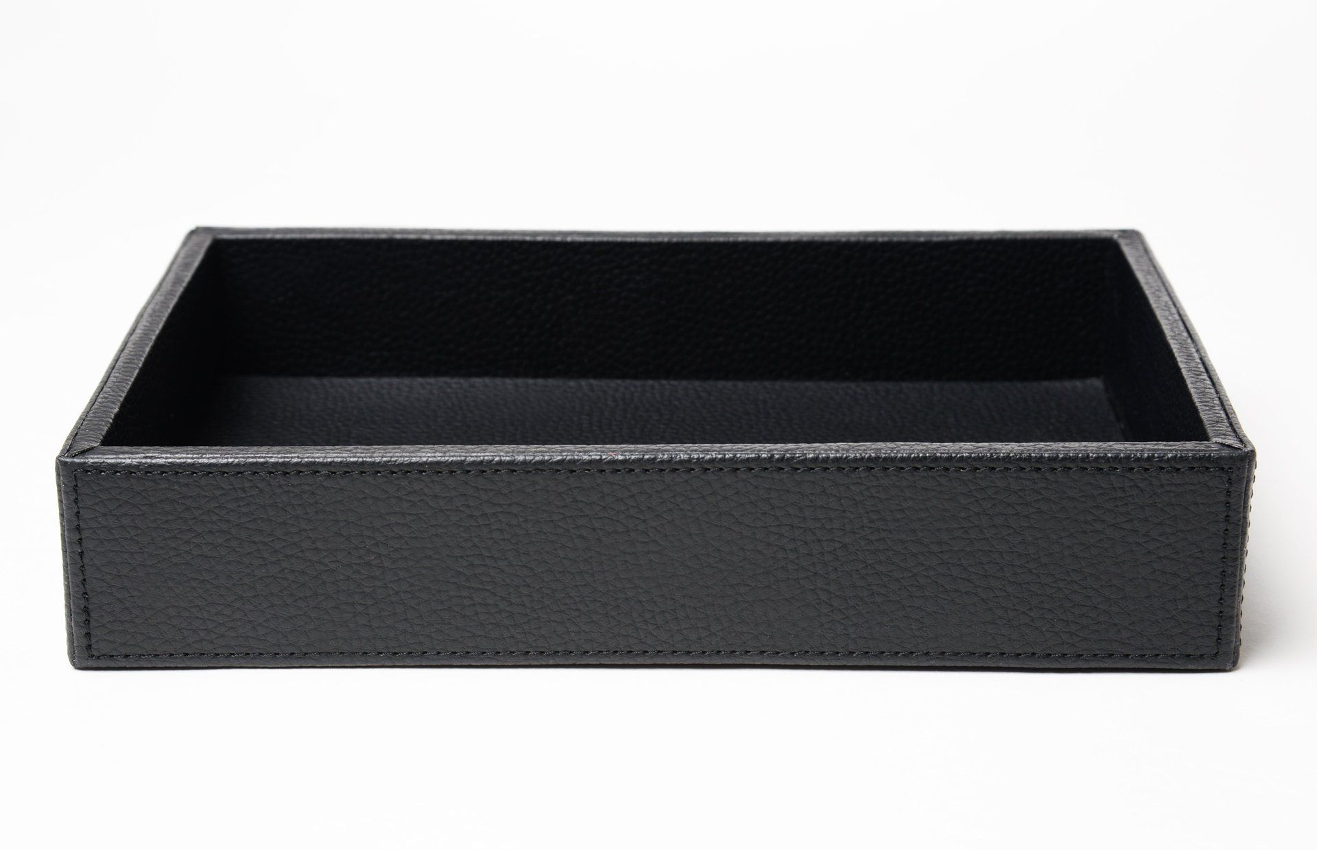 Schale;Tablett;Deko Schale rechteckig;Leder;Lederimitat genarbt;Farbe schwarz;Bad Accessoires;Wohn Accessoires;Handgemacht