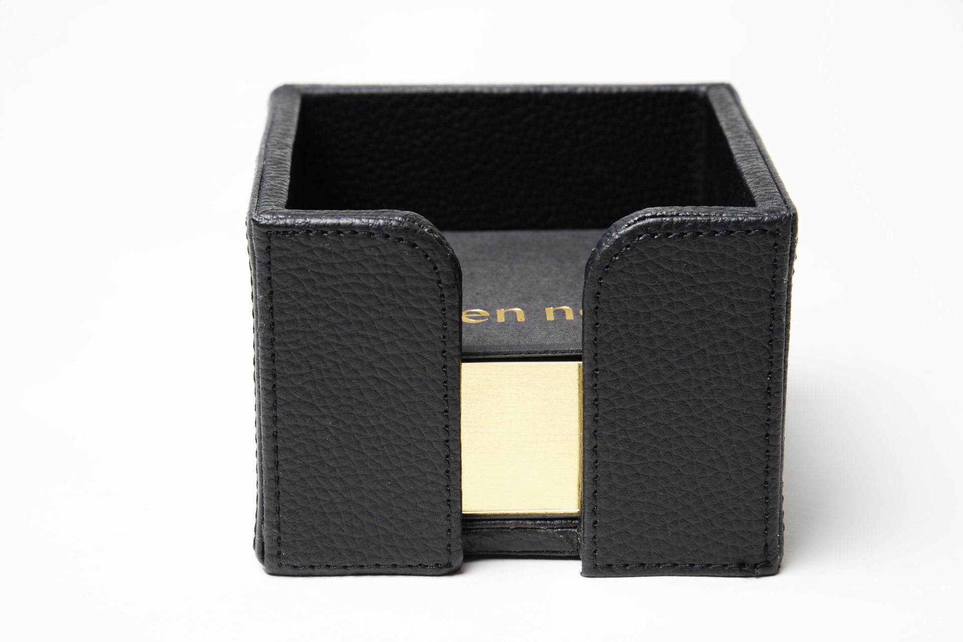 Notizbox aus Lederimitat quadratisch schwarz und handgemacht