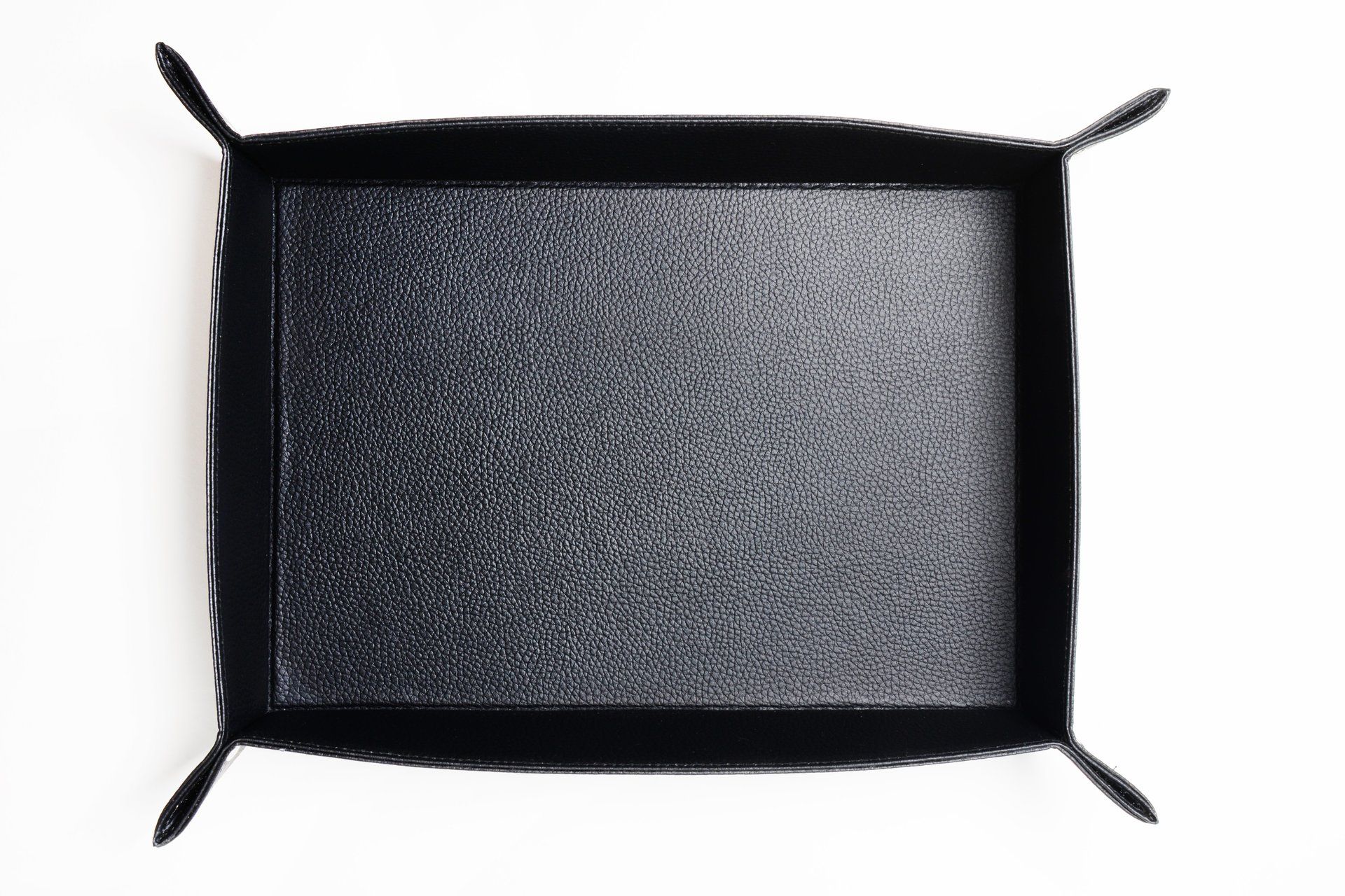 Schale;Tablett;Deko Schale rechteckig;Papierablage;Leder;Lederimitat genarbt;Farbe schwarz;Wohn Accessoires;Handgemacht