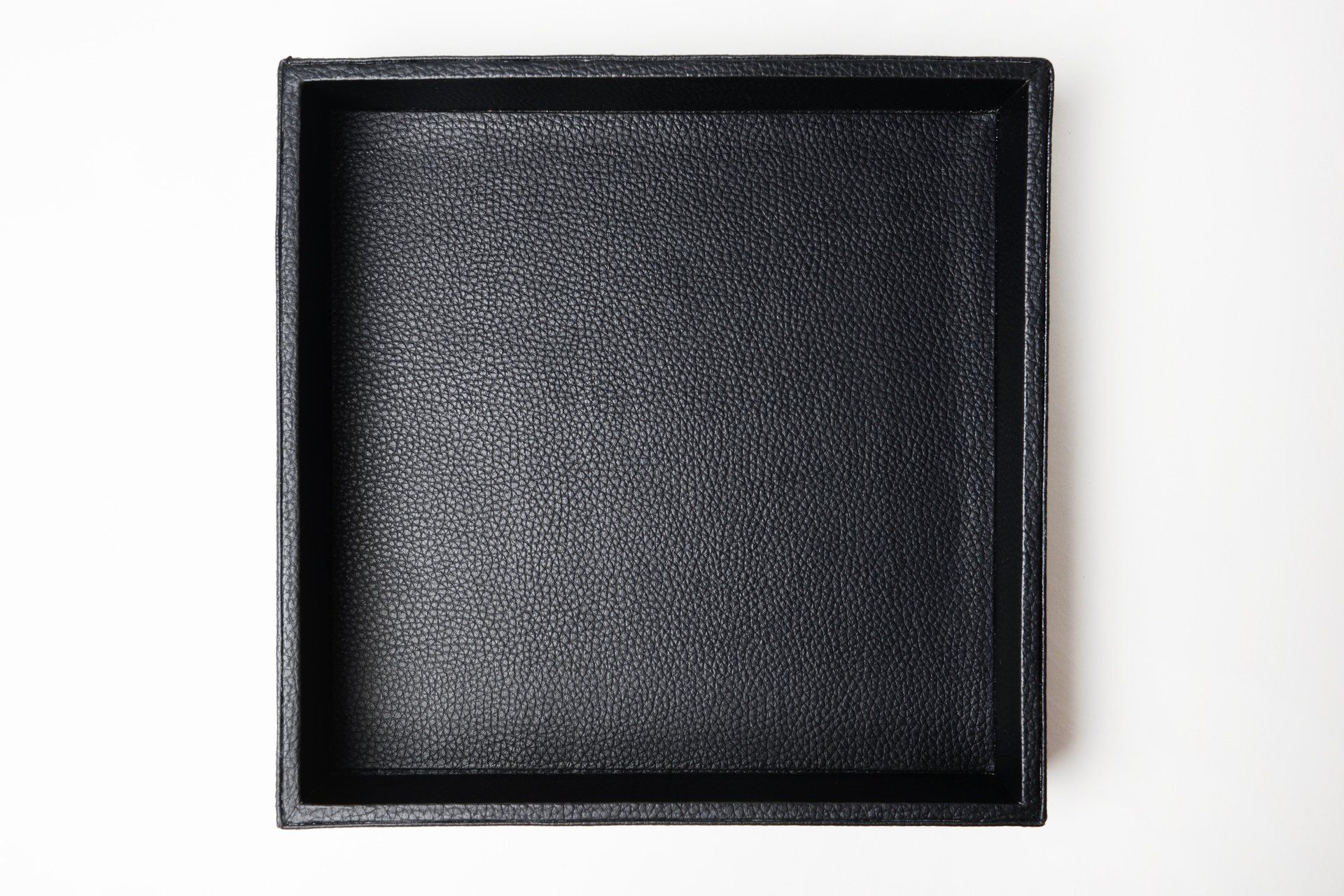 Tablett;Tablett quadratisch;Leder;Lederimitat genarbt;Farbe schwarz;Bad Accessoires;Wohn Accessoires;Handgemacht