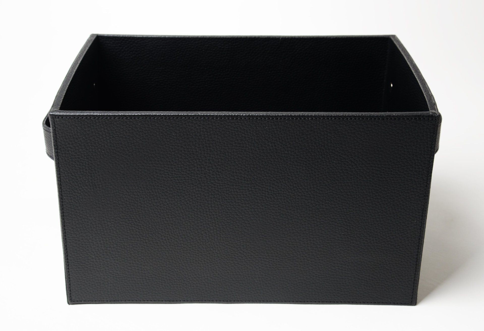 Box ohne Deckel L rechteckig;Aufbewahrungsbox;Leder;Lederimitat genarbt;schwarz;Handgemacht