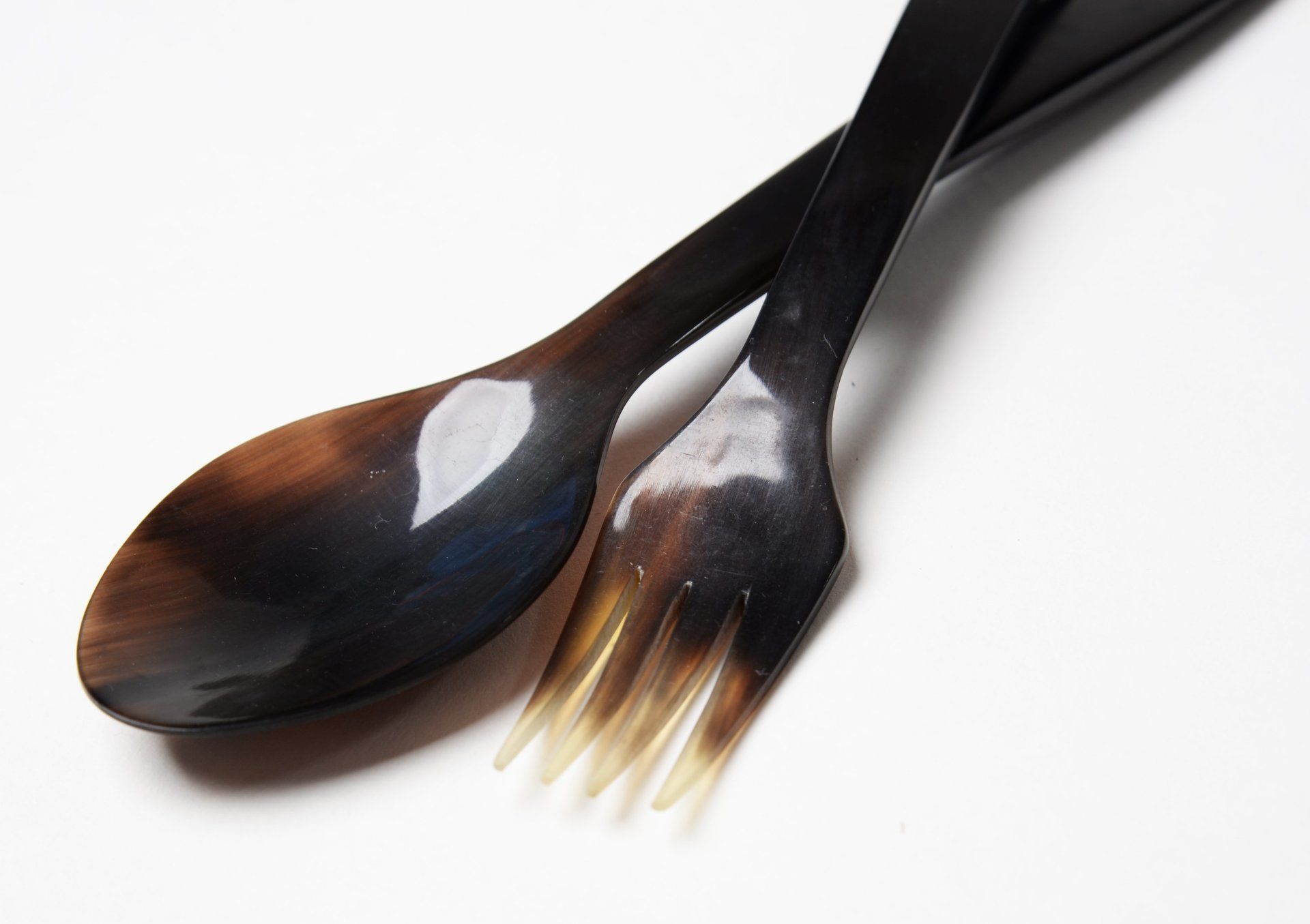 Besteck 2er Set aus Horn braun und handgemacht