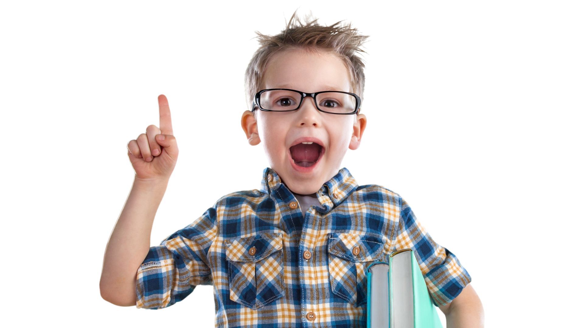 Kind mit einer Idee und erhobenem Zeigefinger