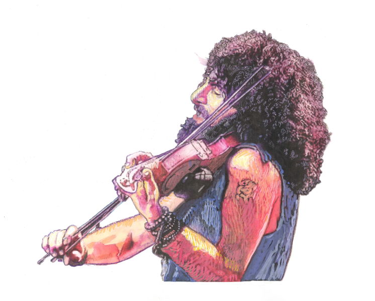 Retrato de pintura de Ara Malikian violinista, músico