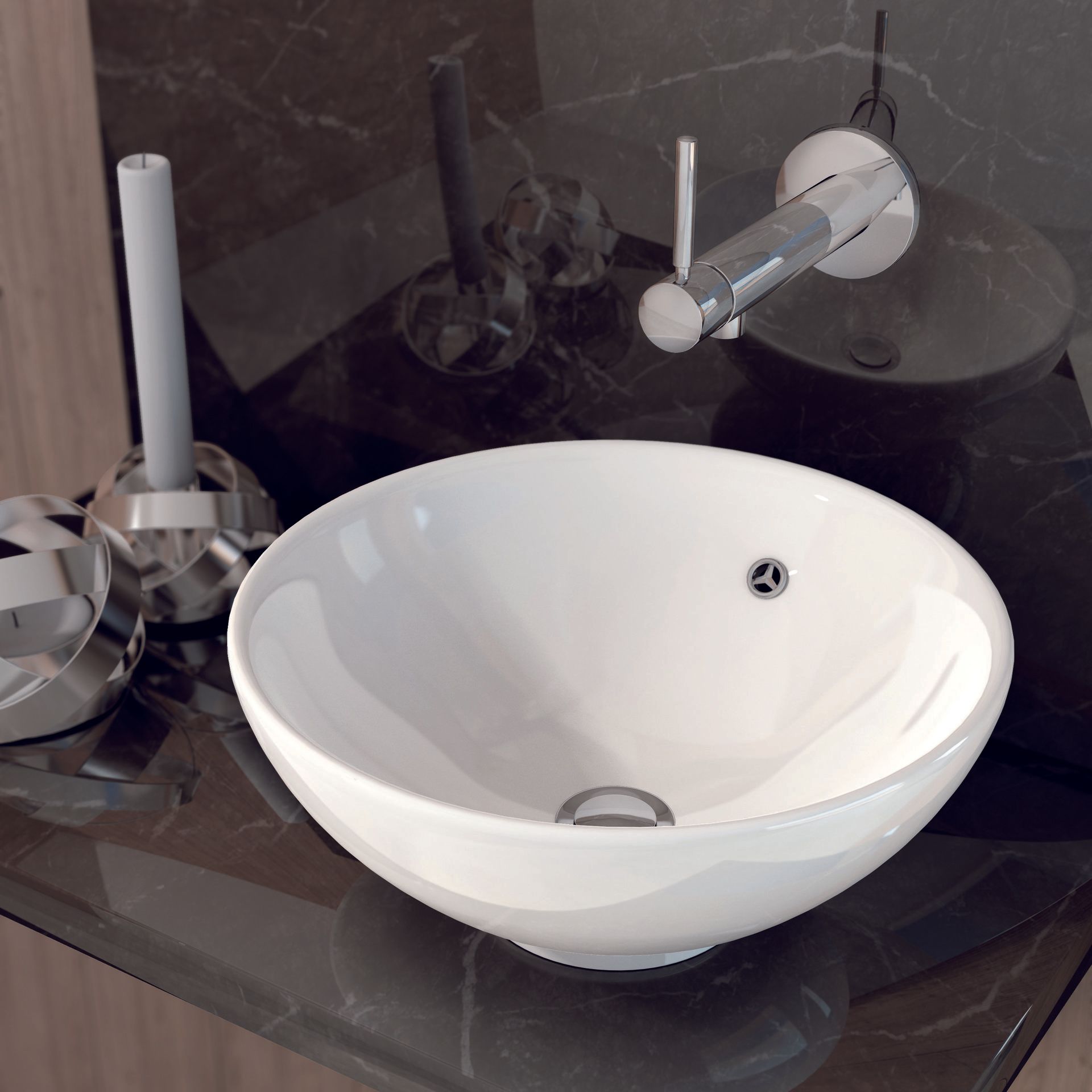 Lavabo ceramico sobre mueble