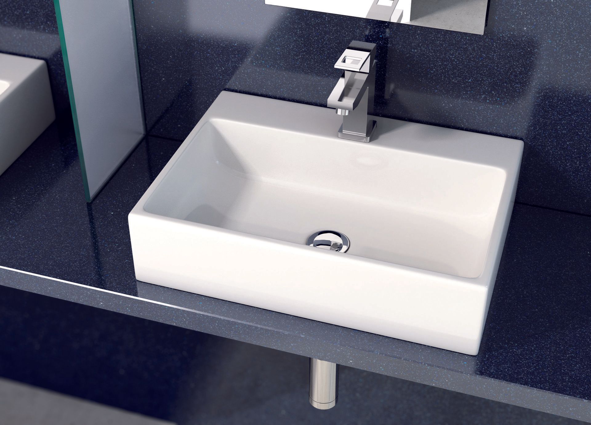 Lavabo ceramico sobre mueble