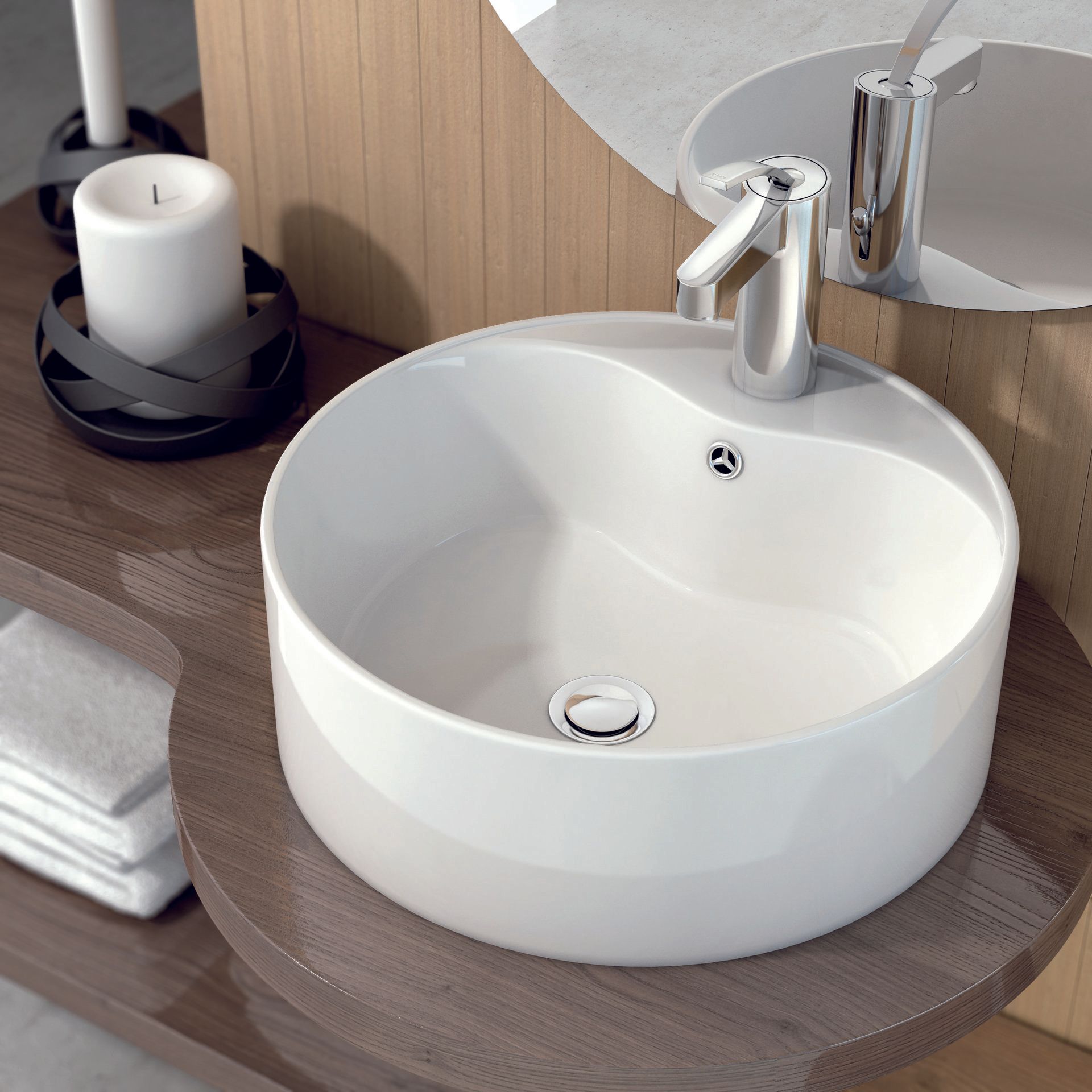 Lavabo ceramico sobre mueble