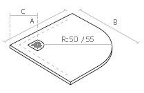Esquema platos ducha resina semicirculares NATURE