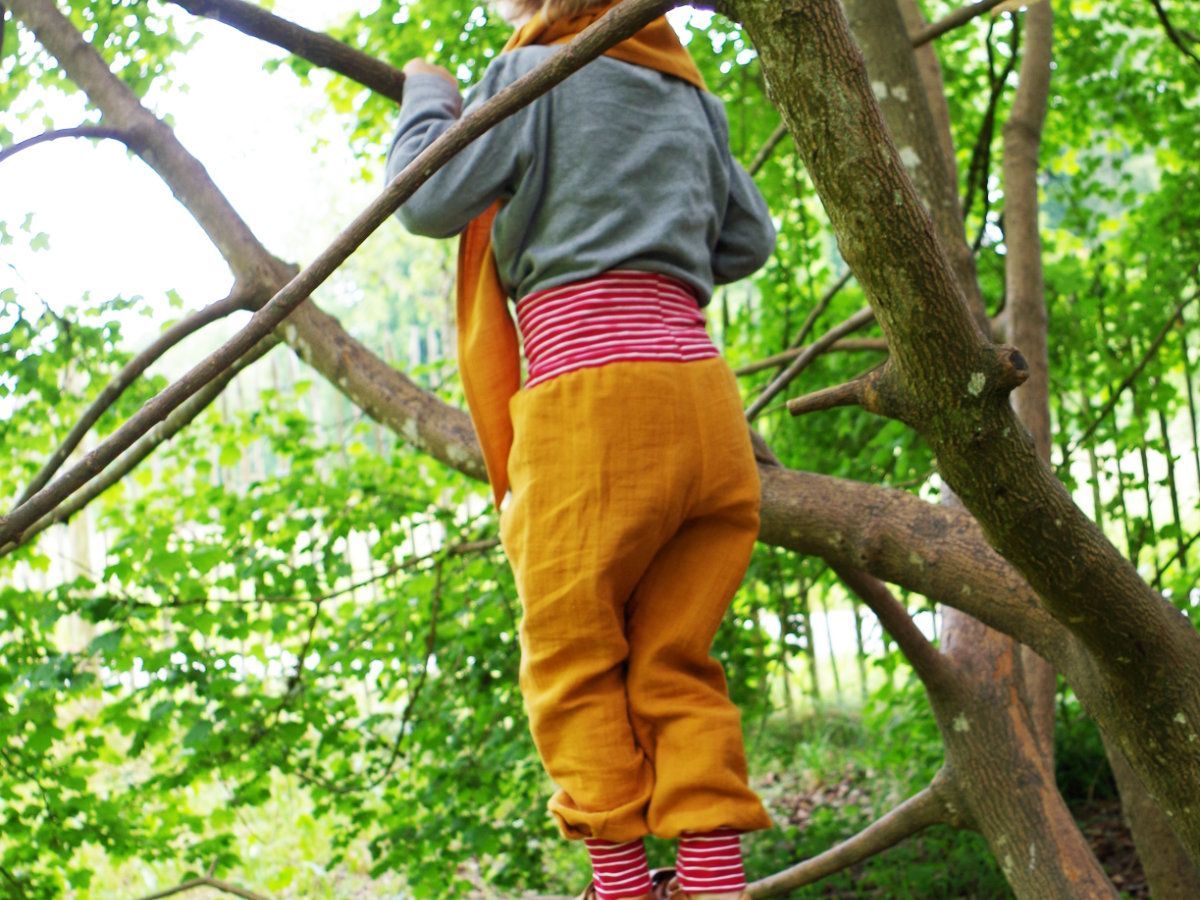Hose aus Musselin Sommerhose für Kinder Farbe gelb